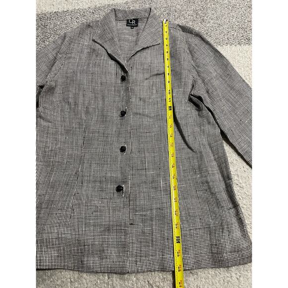 Connie Roberson Linen Plaid Button Up Shirt Womens Size XS USA Made White Brown - Picture 4 of 9